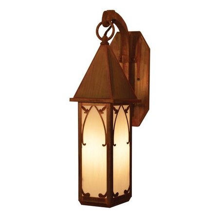 Arroyo Craftsman 10" Saint George Wall Mount, Antique Copper, Almond Mica Glass SGB-10AM-AC